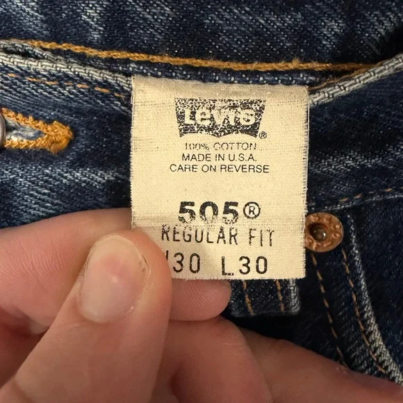 Vintage Levis 505 Regular Fit Jeans Mens 30x30 Medium Wash Blue Made in USA D - Picture 4 of 5